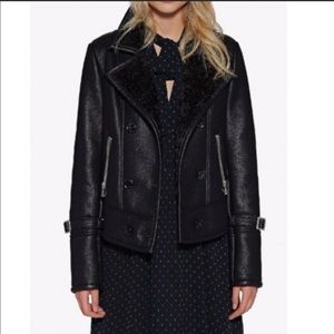 Avec les filles Moto style faux leather jacket